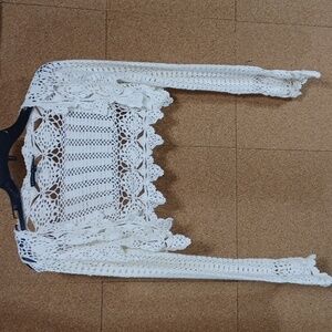 ANTONIO MELANI CROPPED CROCHETED WRAP SIZE XS IN A BEAUTIFUL WHITE COTTON